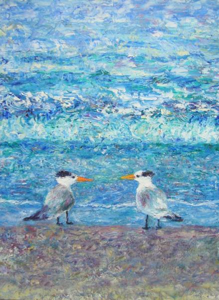 Seagulls painted with acrylic